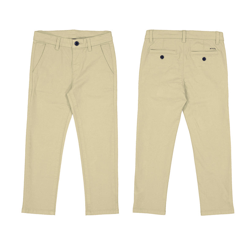 Beige Basic Slim Trousers