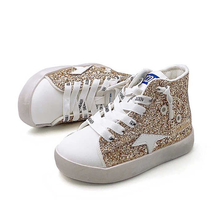GLITTER STAR GIRLS SNEAKERS 33/1.5 US 8-9Y GOLD