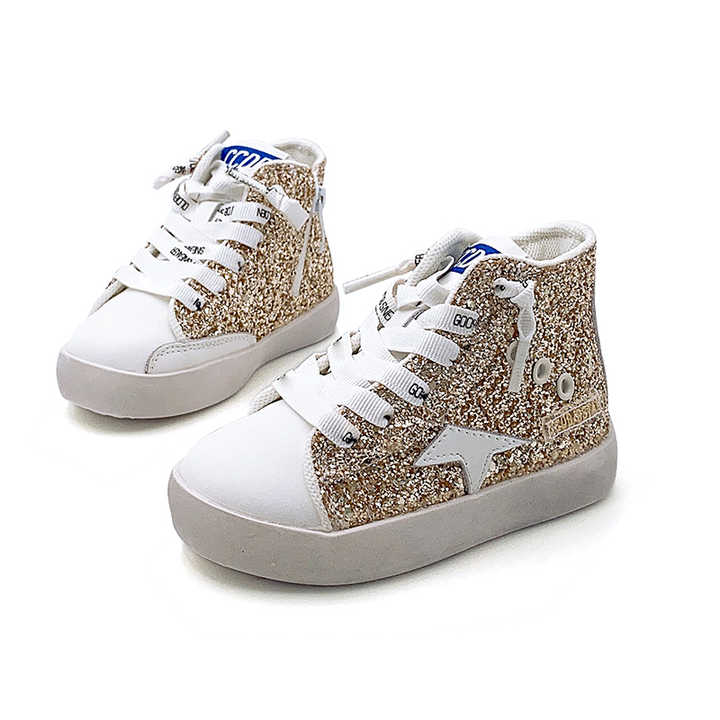 GLITTER STAR GIRLS SNEAKERS 26/9.5 US 4-4.5Y GOLD