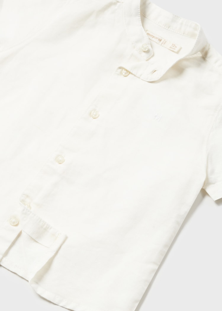 1113 S/s linen mao collar shirt