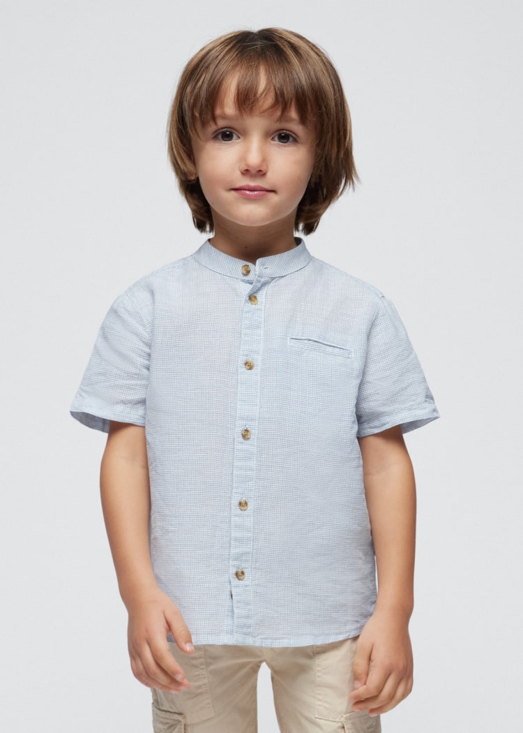 3113 S/S LINEN MAO COLLAR SHIRT