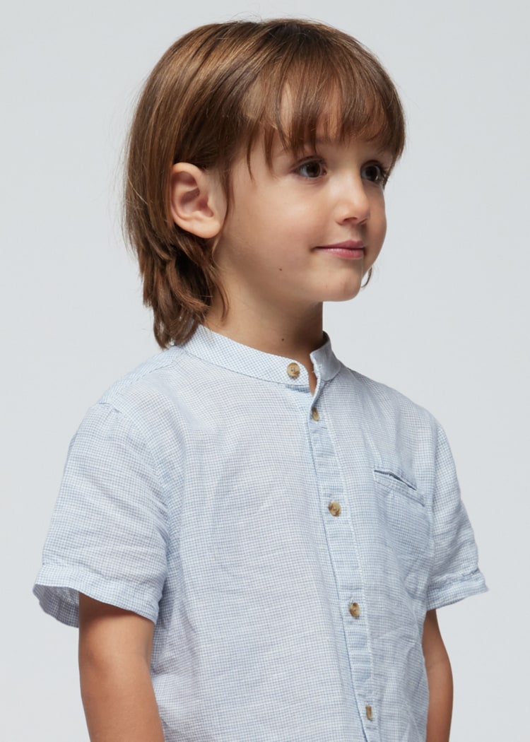 3113 S/S LINEN MAO COLLAR SHIRT