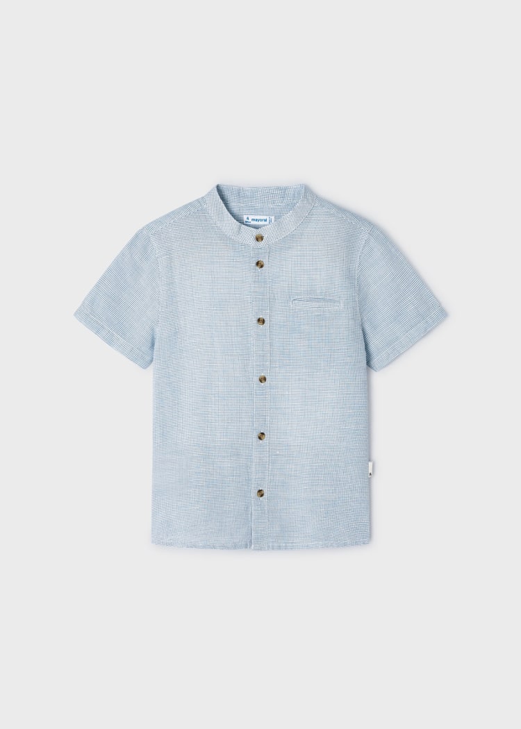 3113 S/S LINEN MAO COLLAR SHIRT