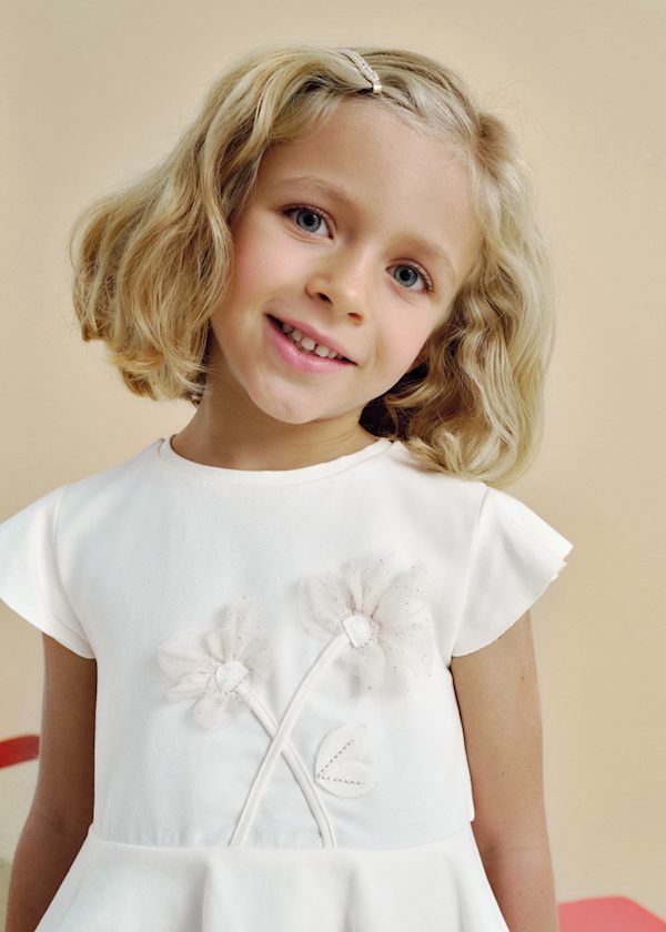 3704 Girl Cropped Leggings and Floral T-Shirt Set