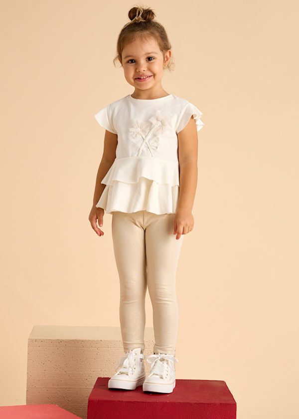 3704 Girl Cropped Leggings and Floral T-Shirt Set