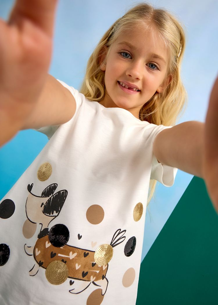 3706 Girl Dog Print T-Shirt and Leggings Set