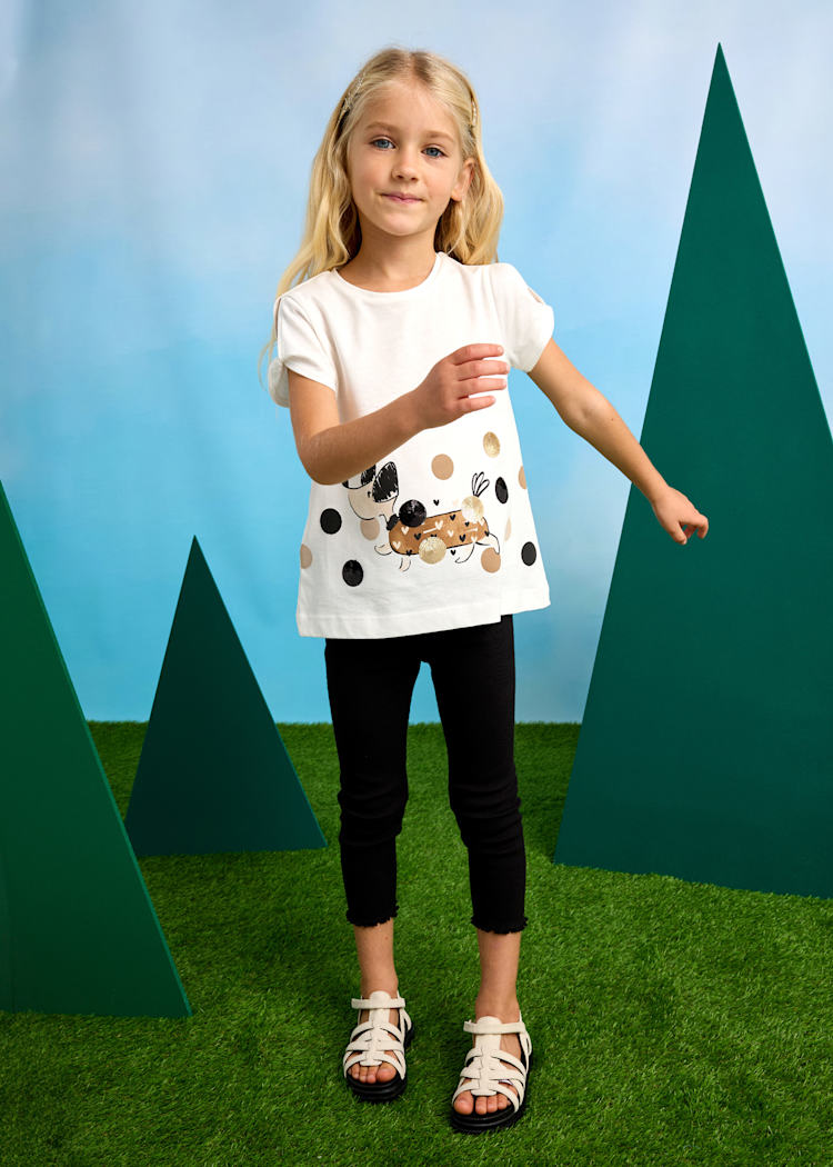 3706 Girl Dog Print T-Shirt and Leggings Set