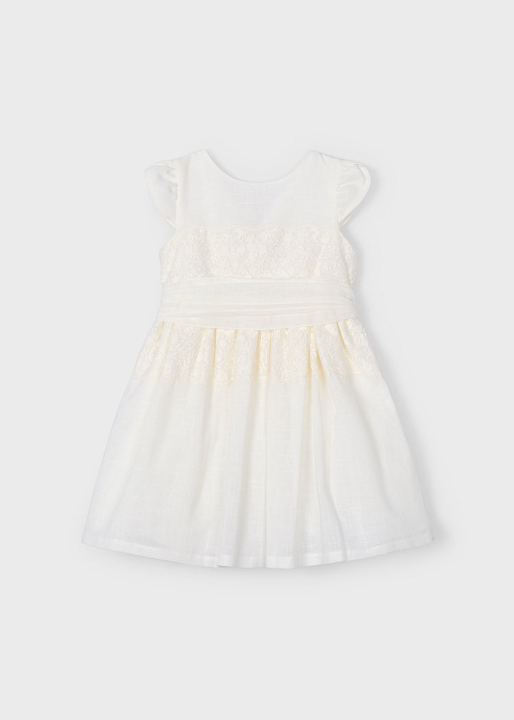 3911 Girl Dress with Lace Detail and Sash