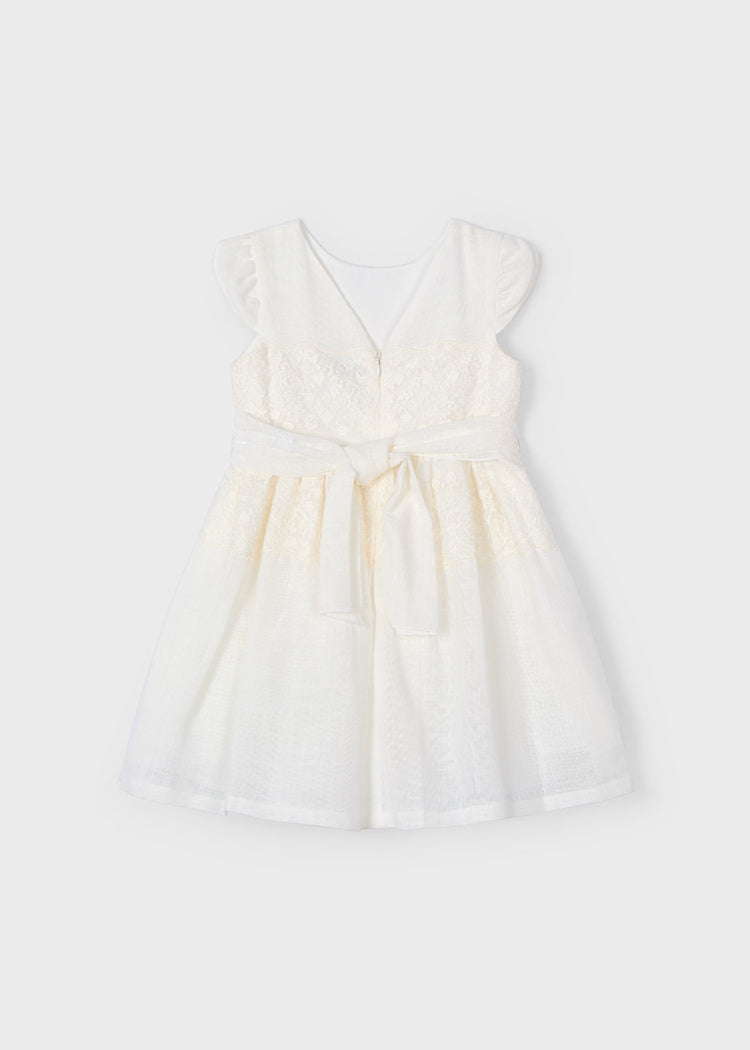 3911 Girl Dress with Lace Detail and Sash