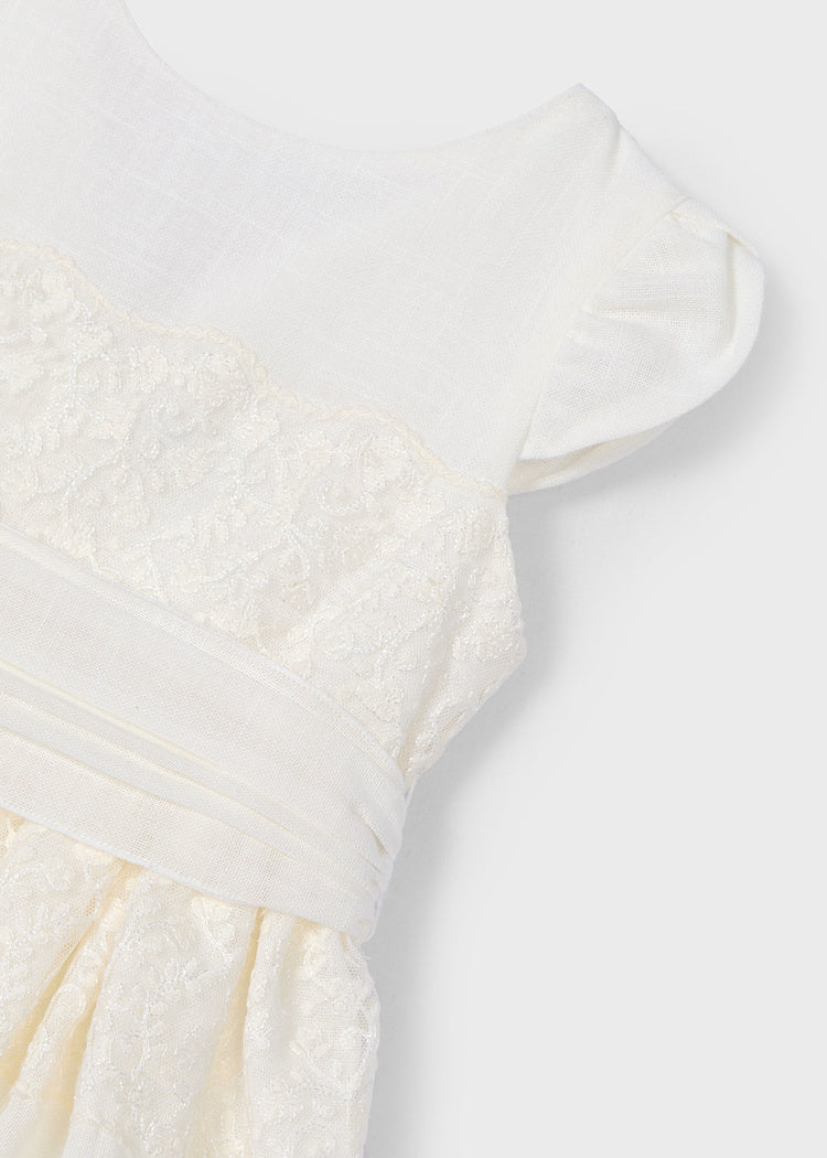 3911 Girl Dress with Lace Detail and Sash