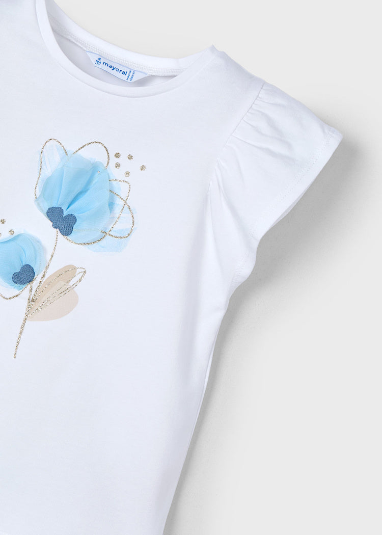 3002 Girl Embossed Flower T-Shirt