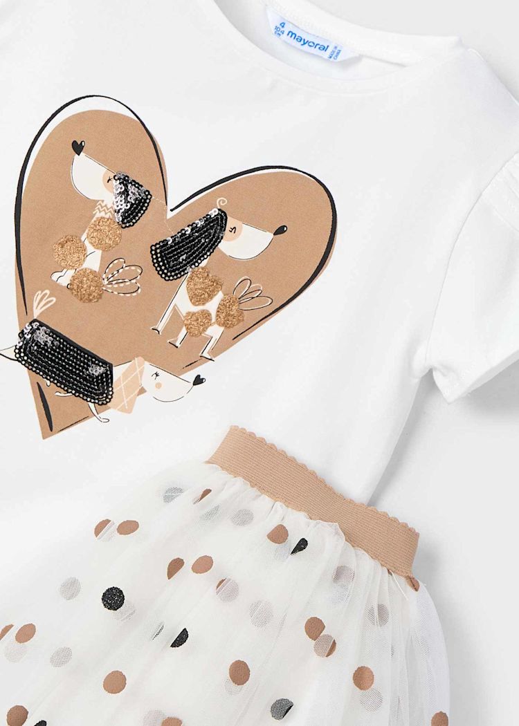 3946 Girl Tulle Skirt and T-Shirt Set
