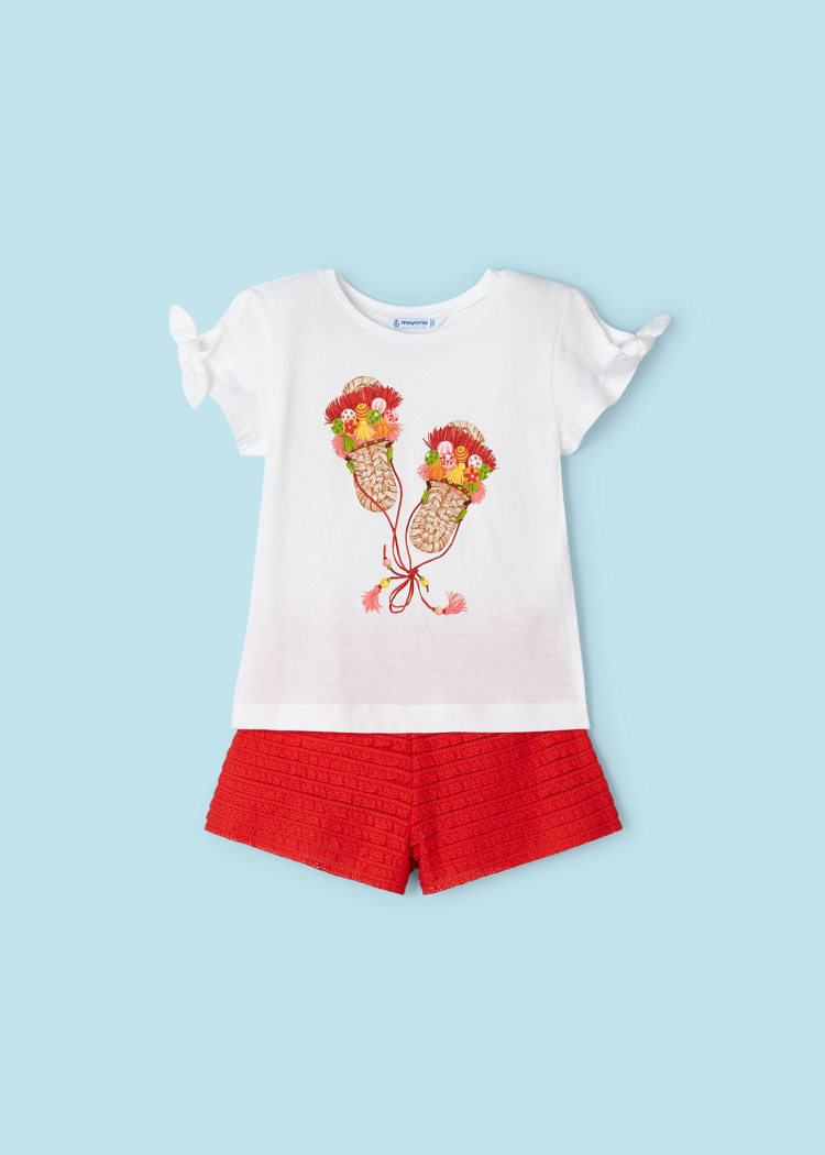 3266 Flutter shorts set Granadine