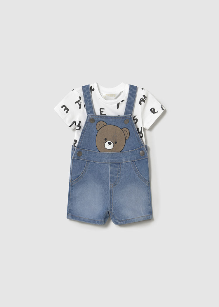 1622 Newborn Dungaree and T-Shirt Set