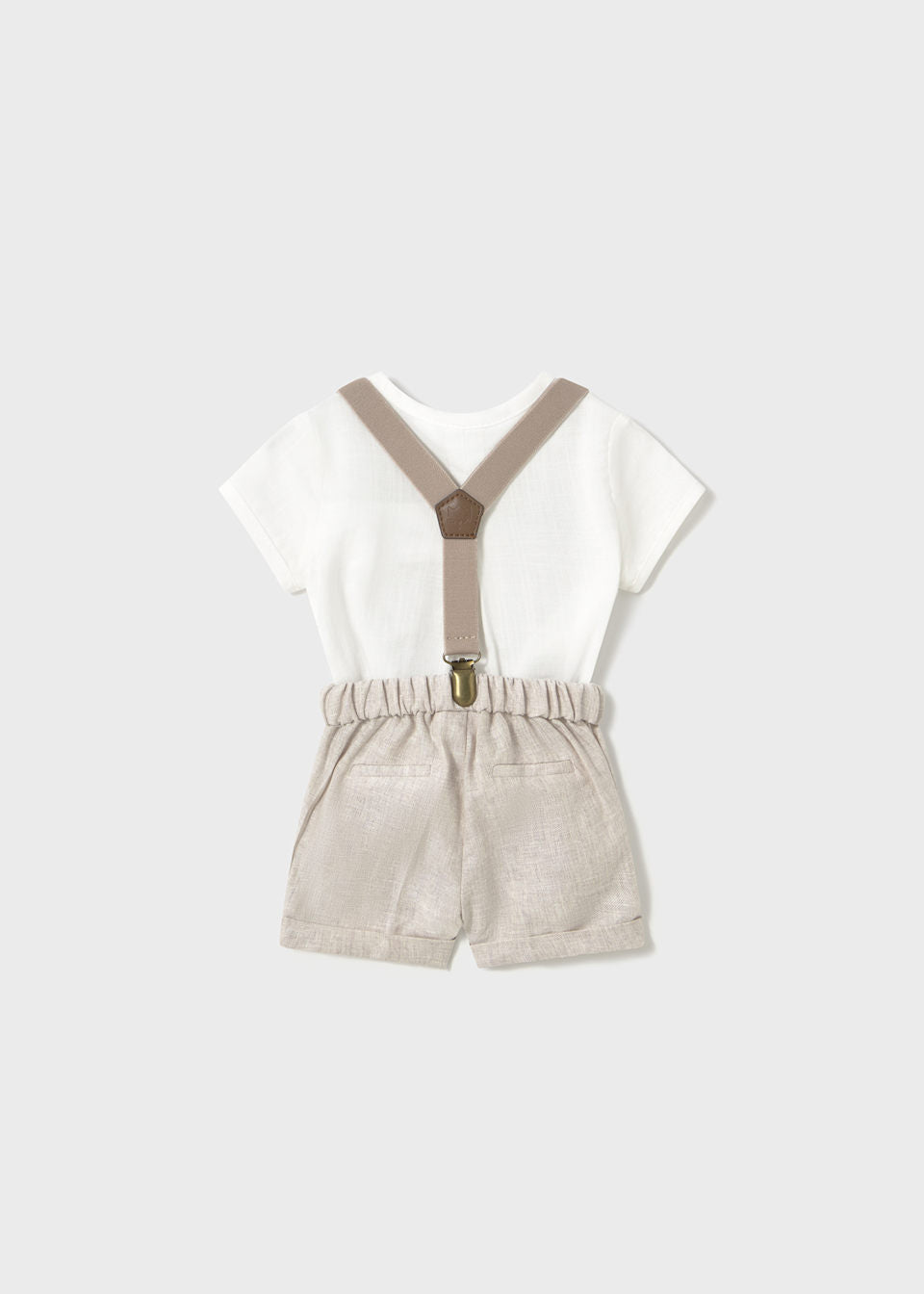 1215 Newborn Shorts with Suspenders and Shirt Set