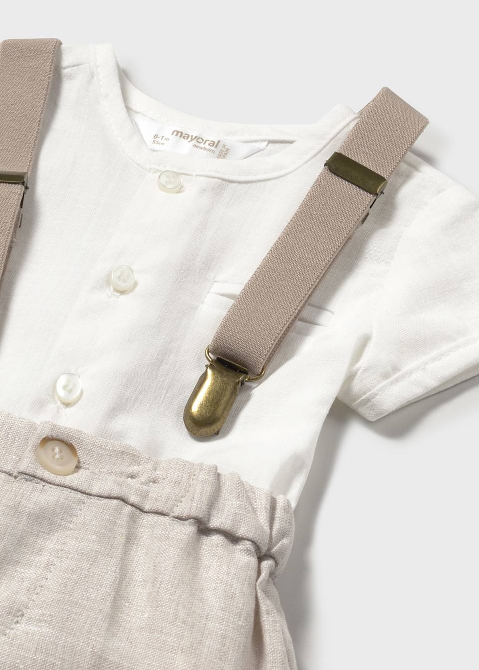 1215 Newborn Shorts with Suspenders and Shirt Set