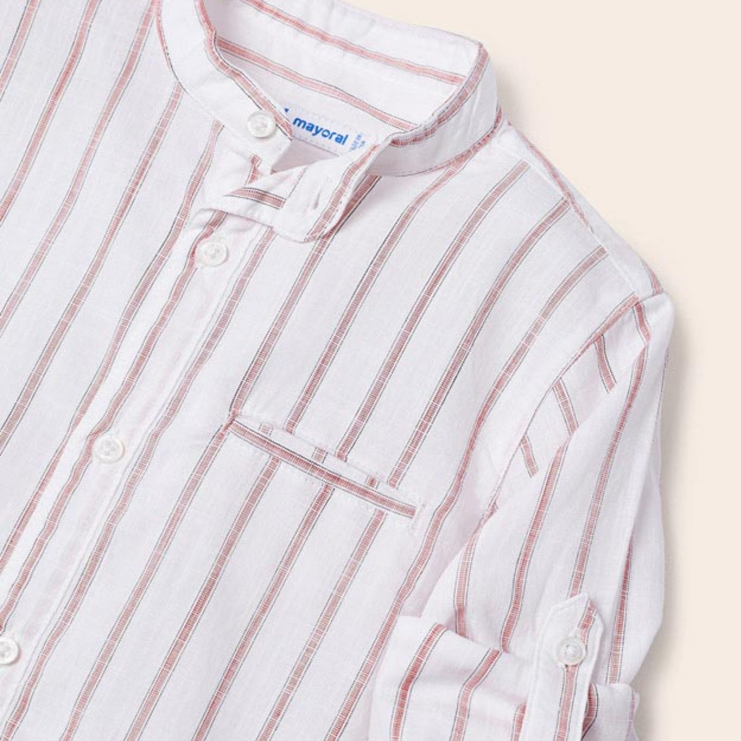 STRIPED MAO COLLAR BOY SHIRT