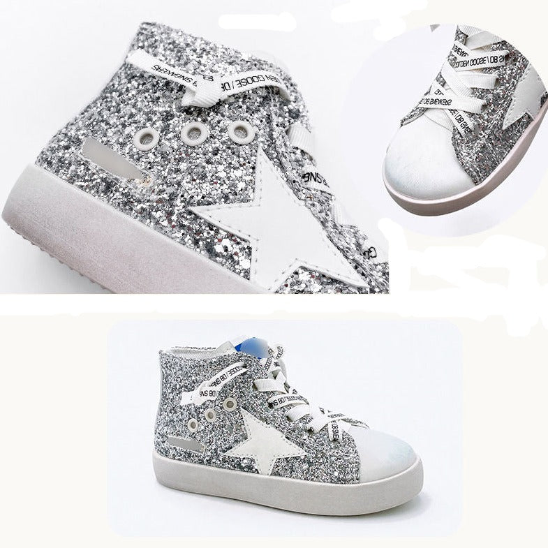 GLITTER STAR GIRLS SNEAKERS SILVER