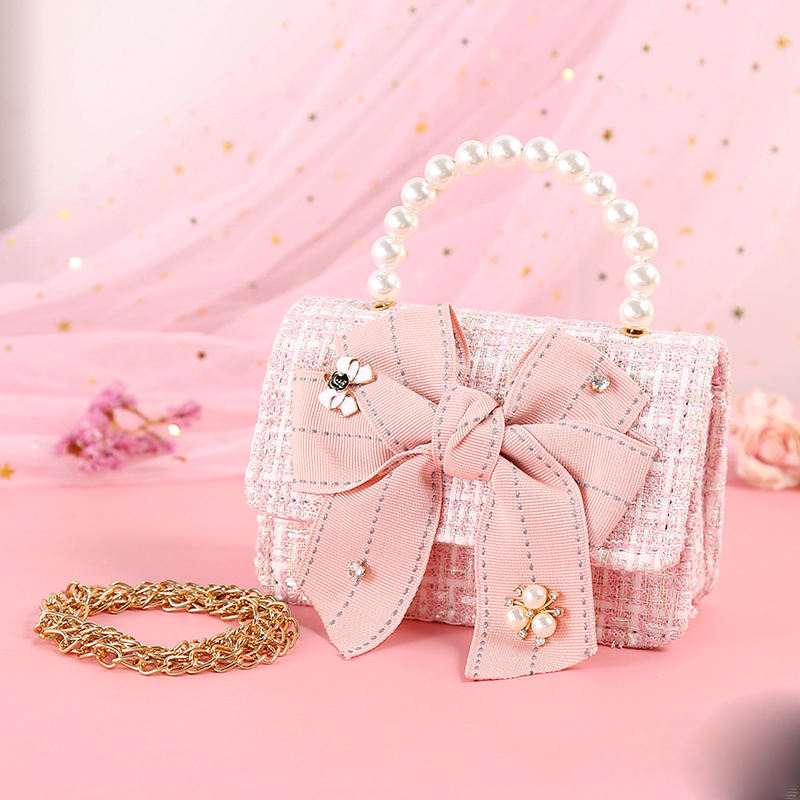 BIG BOW TWEED PURSE BEIGE
