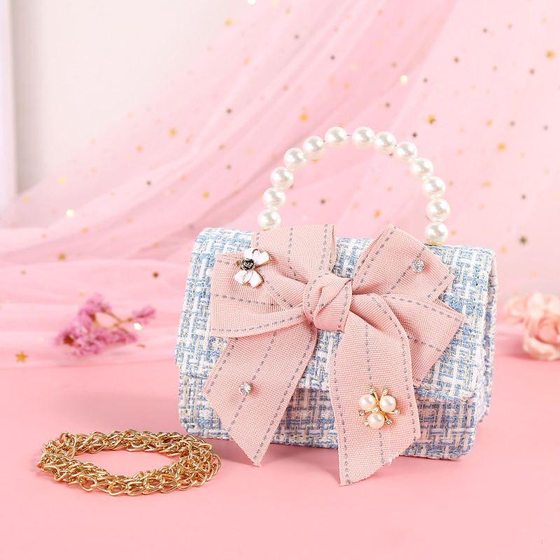 BIG BOW TWEED PURSE BLUE