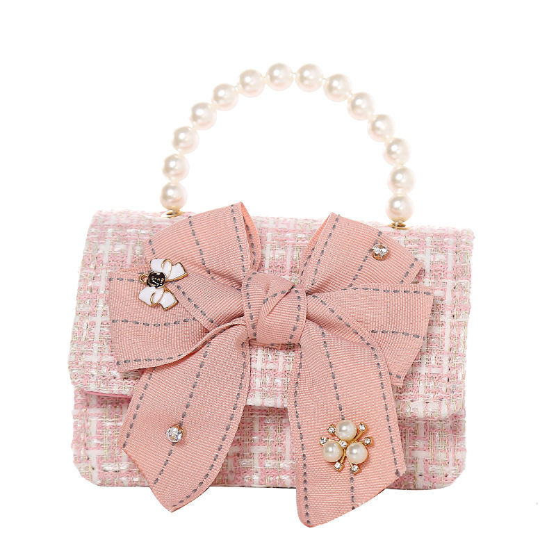 BIG BOW TWEED PURSE PINK