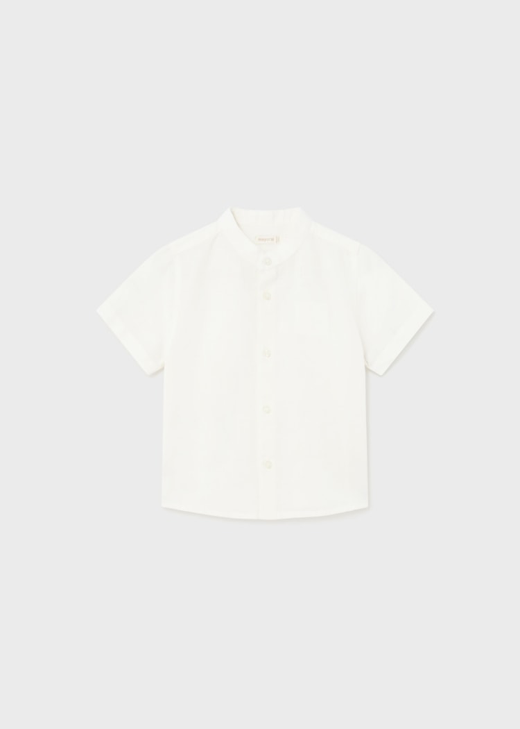 1113 S/s linen mao collar shirt