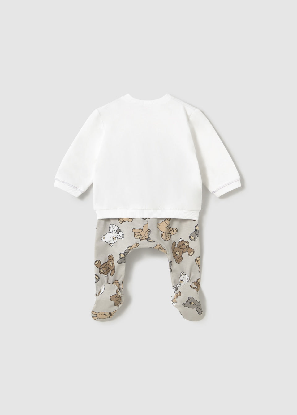 1559 Newborn Bear Print Pants and Hoodie Set