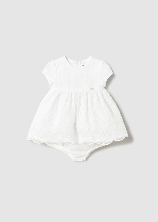 1666 Newborn Embroidered Tulle Dress with Bloomers