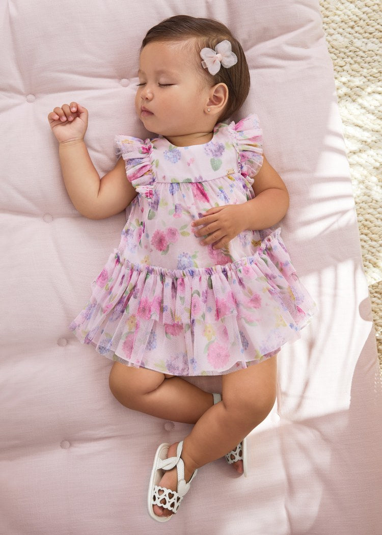 1818 Newborn printed tulle dress