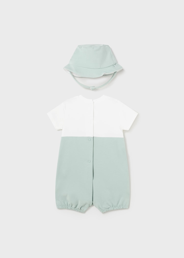 1618 Dungaree dot and hat onesie