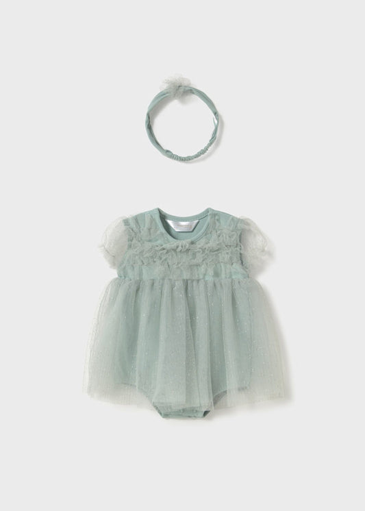 1659 Newborn Tulle Romper with Headband