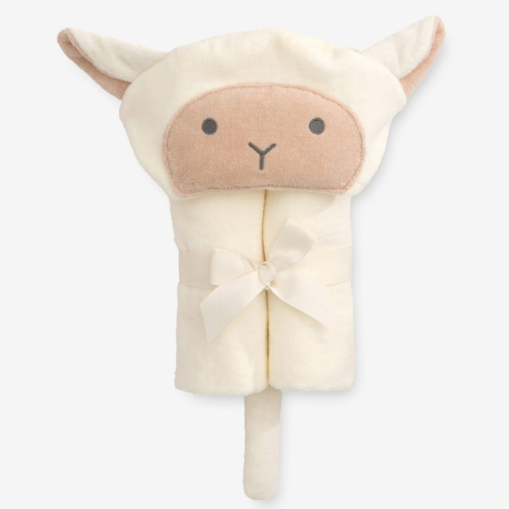 CREAM LAMBIE HOODED BABY BATH WRAP