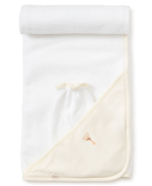 SOPHIE LA GIRAFE ECRU HOODED TOWEL & MITT SET