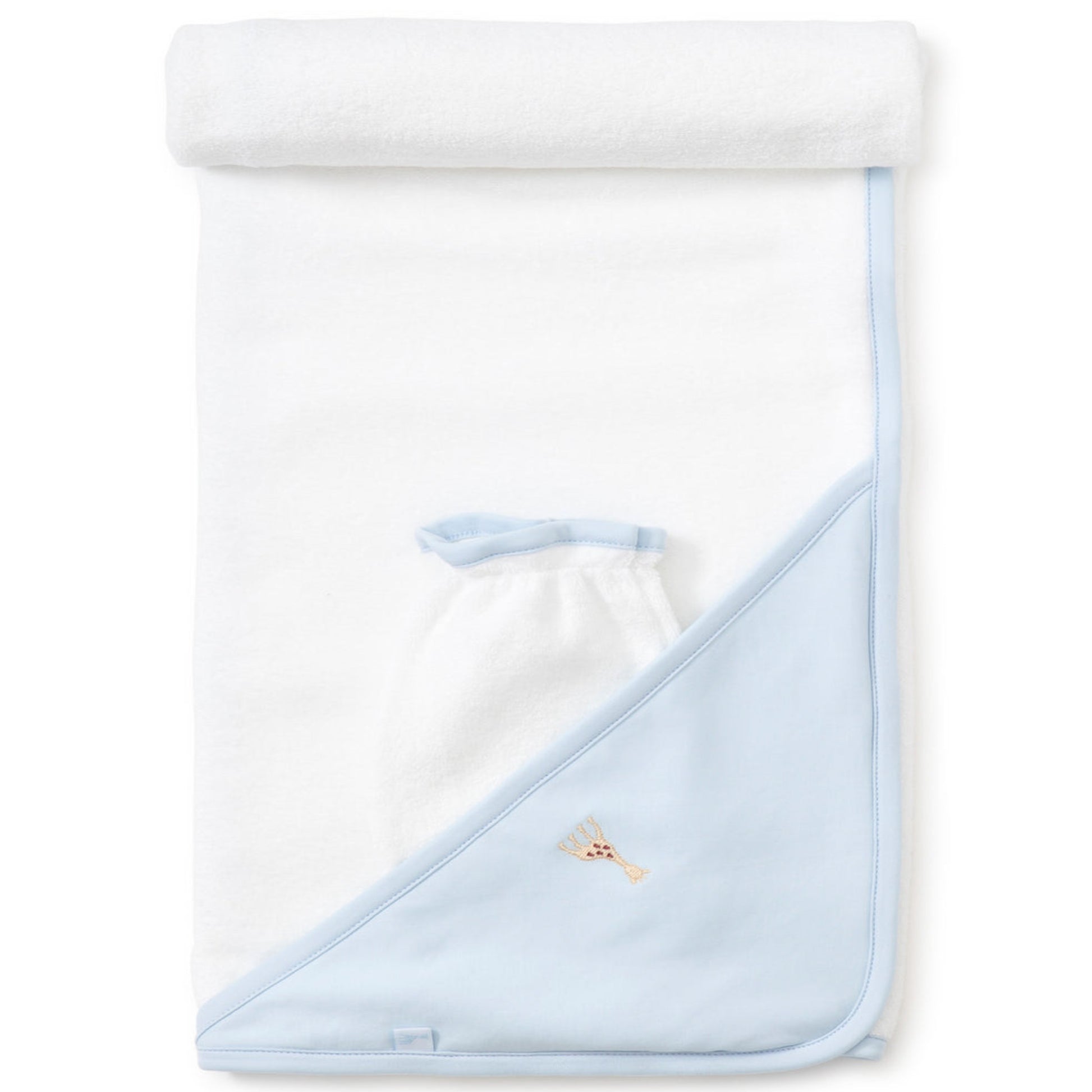 SOPHIE LA GIRAFE BLUE HOODED TOWEL & MITT SET