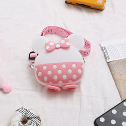 MICKEY AND MINNIE COIN PURSE PINK & WHITE MINNIE POLKA DOT