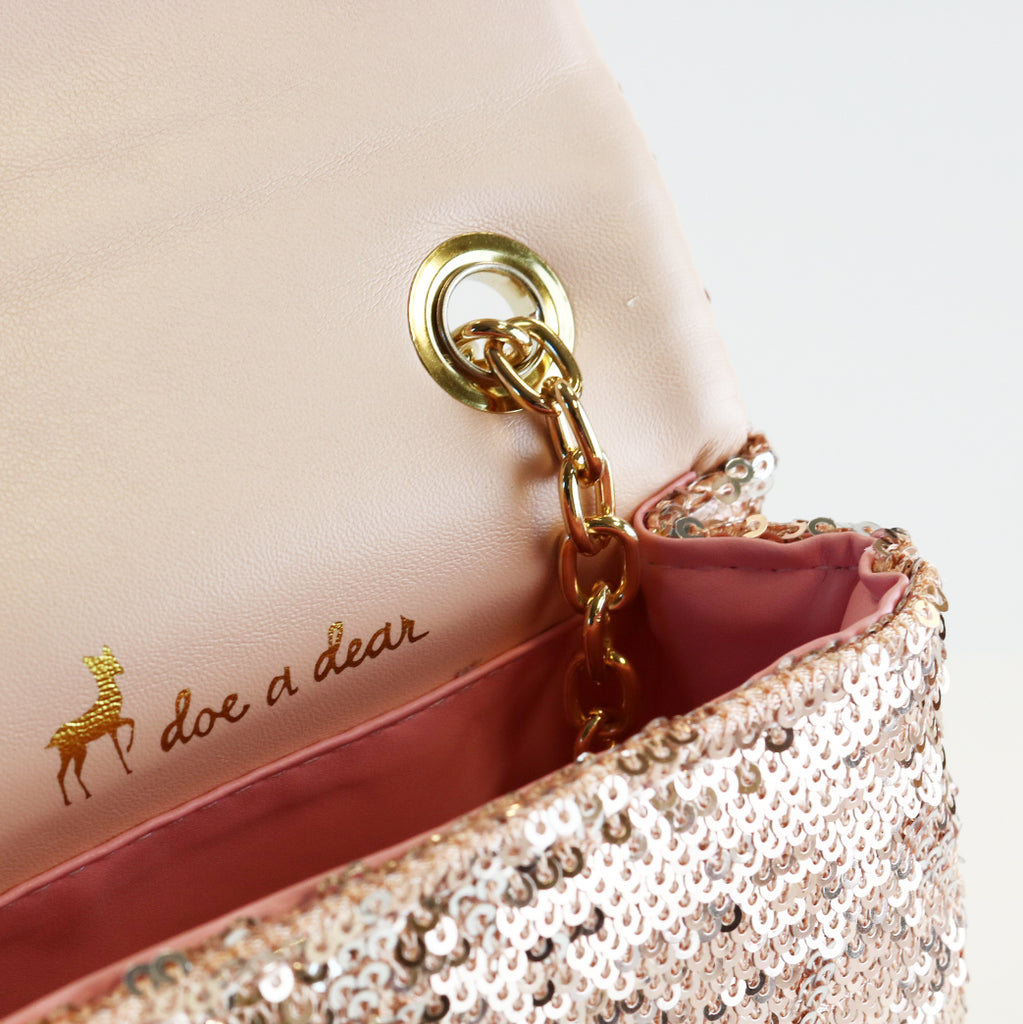 FLORAL APPLIQUES SEQUIN PURSE