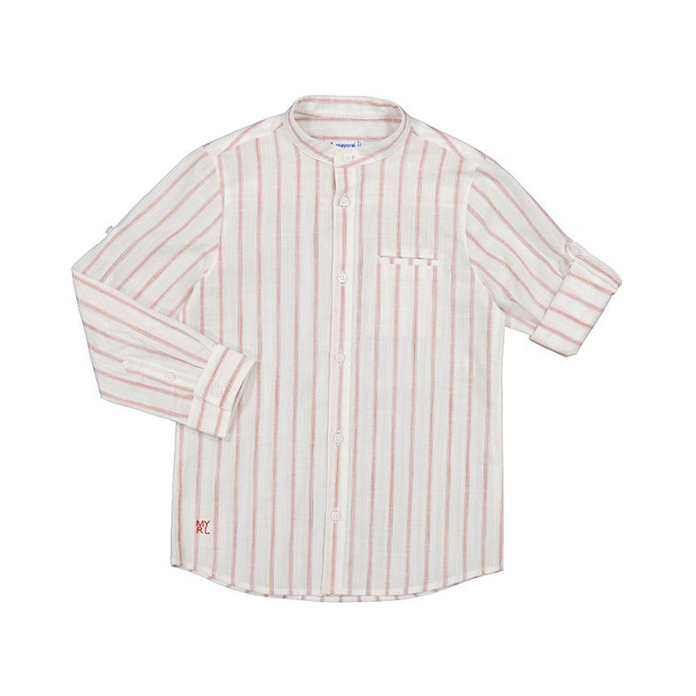 STRIPED MAO COLLAR BOY SHIRT