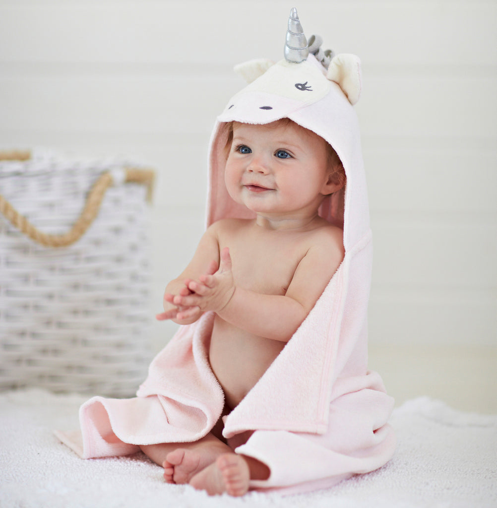 PINK UNICORN HOODED BABY BATH WRAP